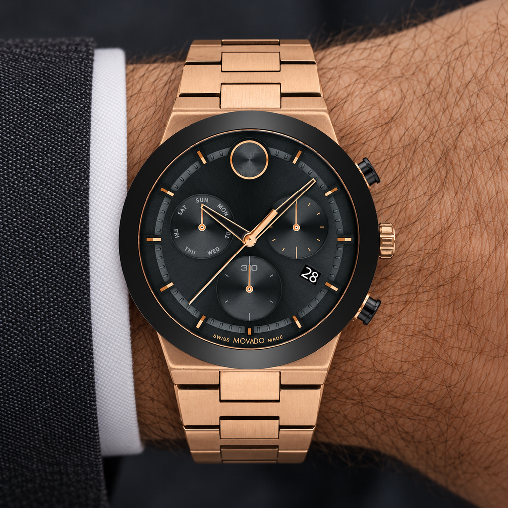 Movado BOLD Fusion Chronograph 44.5mm Black Dial Men's Watch 3600898 — wrist