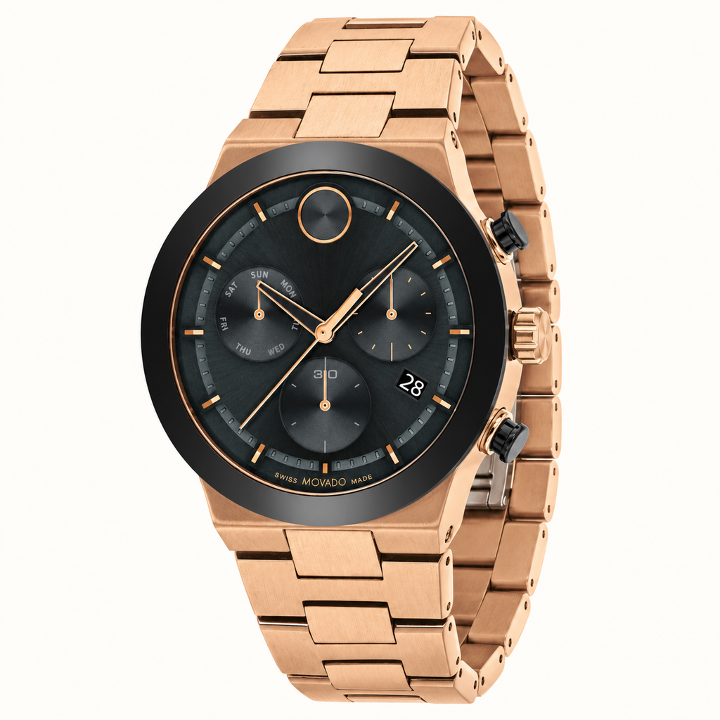 Movado BOLD Fusion Chronograph 44.5mm Black Dial Men's Watch 3600898 — three quarter