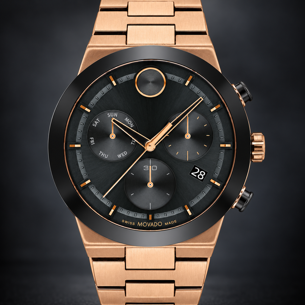 Movado BOLD Fusion Chronograph 44.5mm Black Dial Men's Watch 3600898 — dial detail