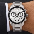 Movado BOLD Verso Chronograph 44mm Silver Dial Men's Watch 3600905 — wrist
