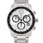 Movado BOLD Verso Chronograph 44mm Silver Dial Men's Watch 3600905 — dial detail