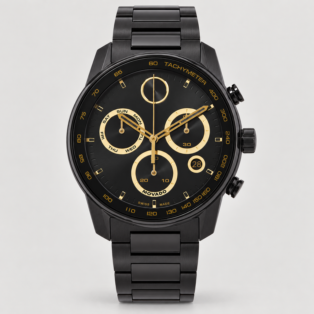 Movado BOLD Verso Chronograph 44mm Black Dial Men's Watch 3600906 — front