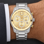 Movado BOLD Verso Chronograph 44mm Gold Dial Men's Watch 3600907 — wrist