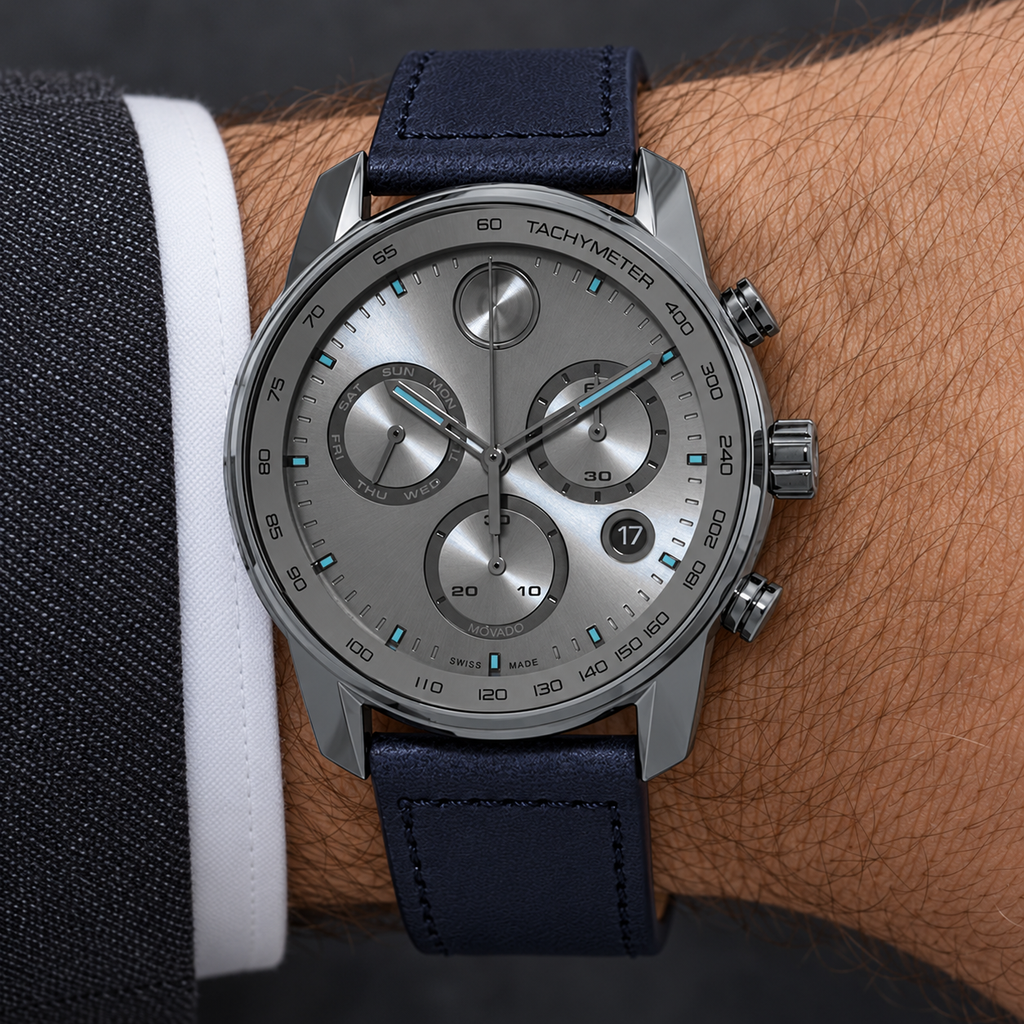 Movado BOLD Verso Chronograph 44mm Grey Dial Men's Watch 3600909 — wrist