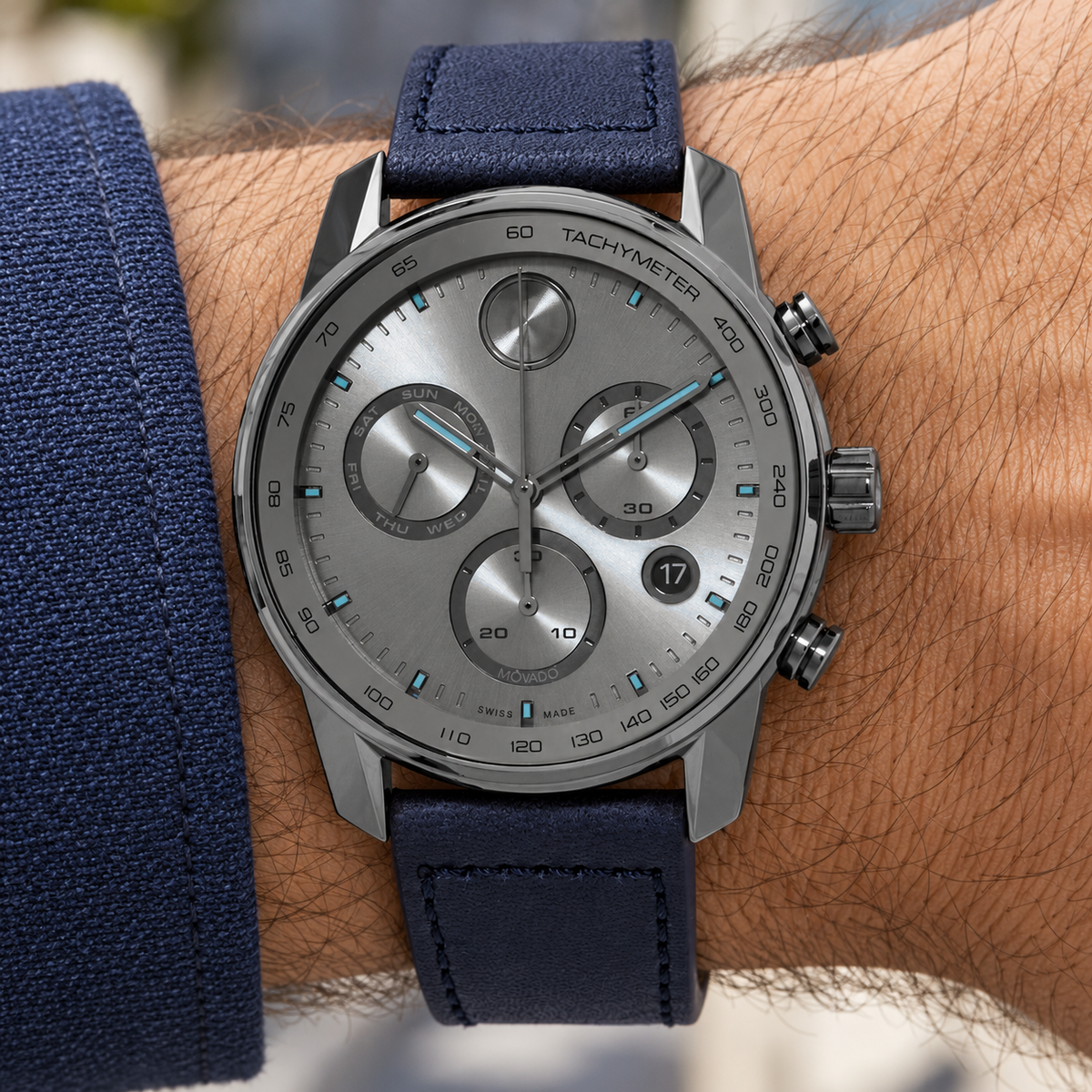 Movado BOLD Verso Chronograph 44mm Grey Dial Men's Watch 3600909 — wrist alternate