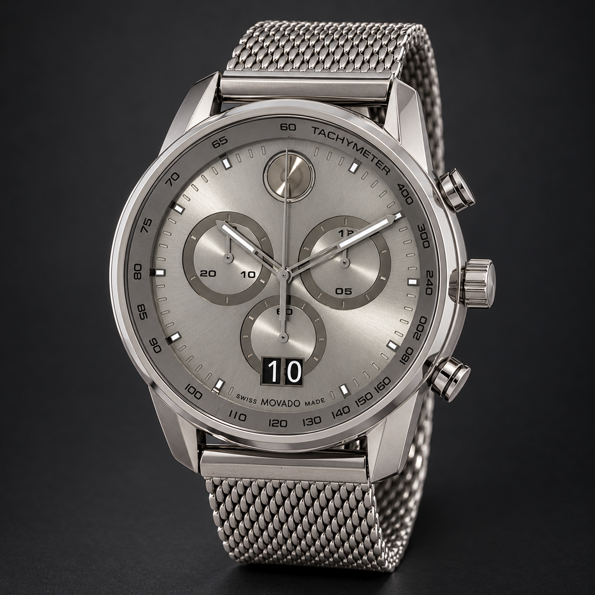 Movado BOLD Verso Chronograph 48mm Grey Dial Men's Watch 3600910 — three quarter