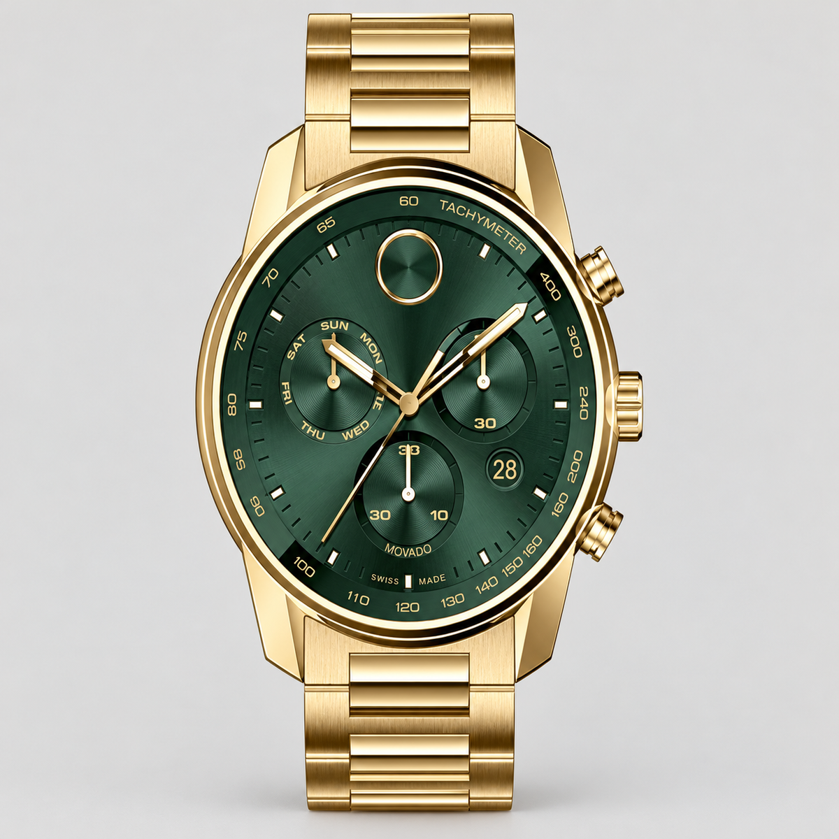 Movado BOLD Verso Chronograph 44mm Green Dial Men's Watch 3600948 — front