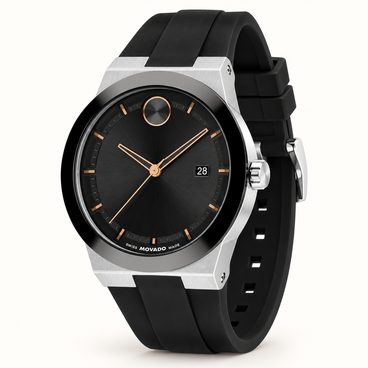 Movado BOLD Fusion 42.3mm Black Dial Men's Watch 3601079 — three quarter