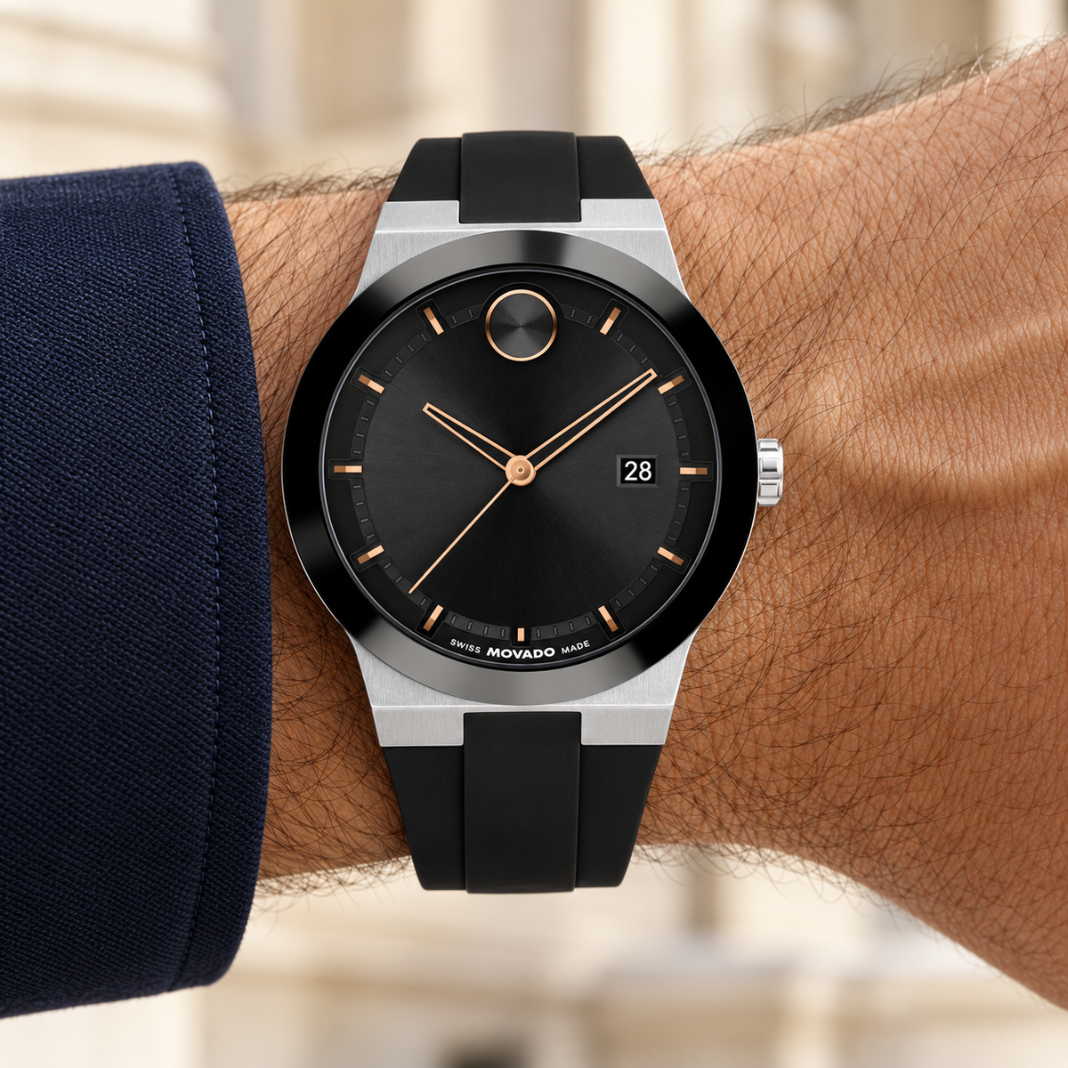 Movado BOLD Fusion 42.3mm Black Dial Men's Watch 3601079 — wrist alternate