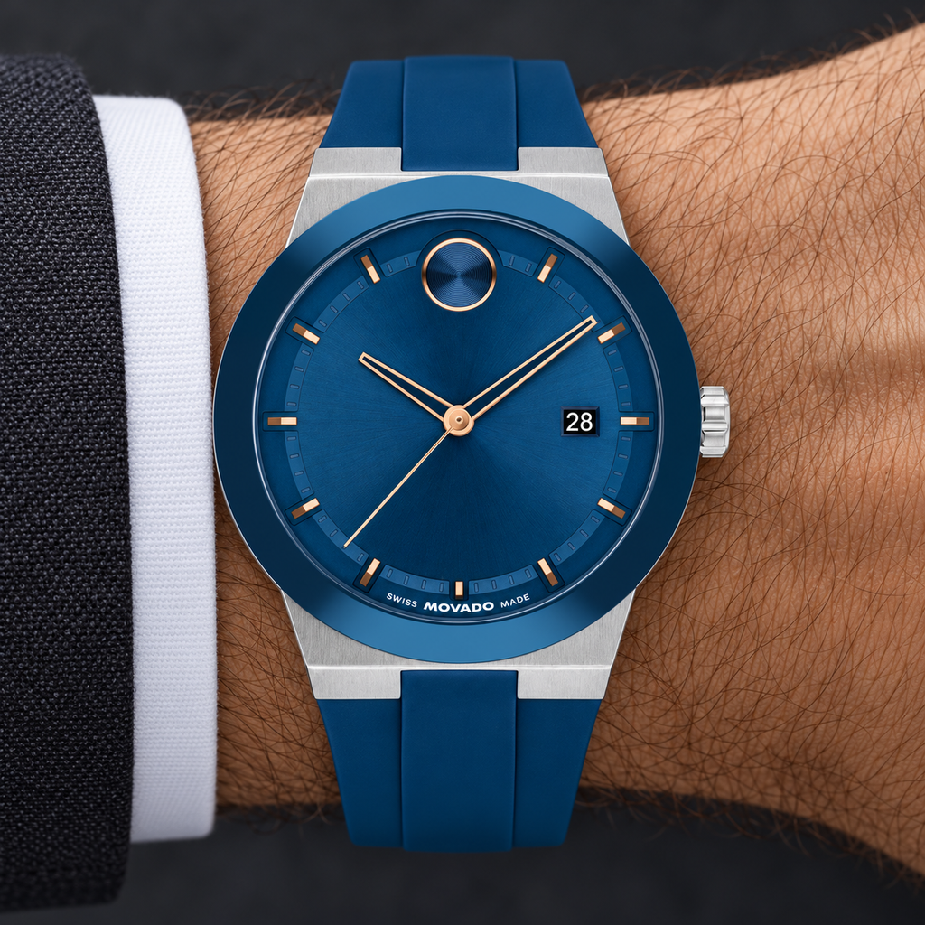 Movado BOLD Fusion 42.3mm Blue Dial Men's Watch 3601193 — wrist