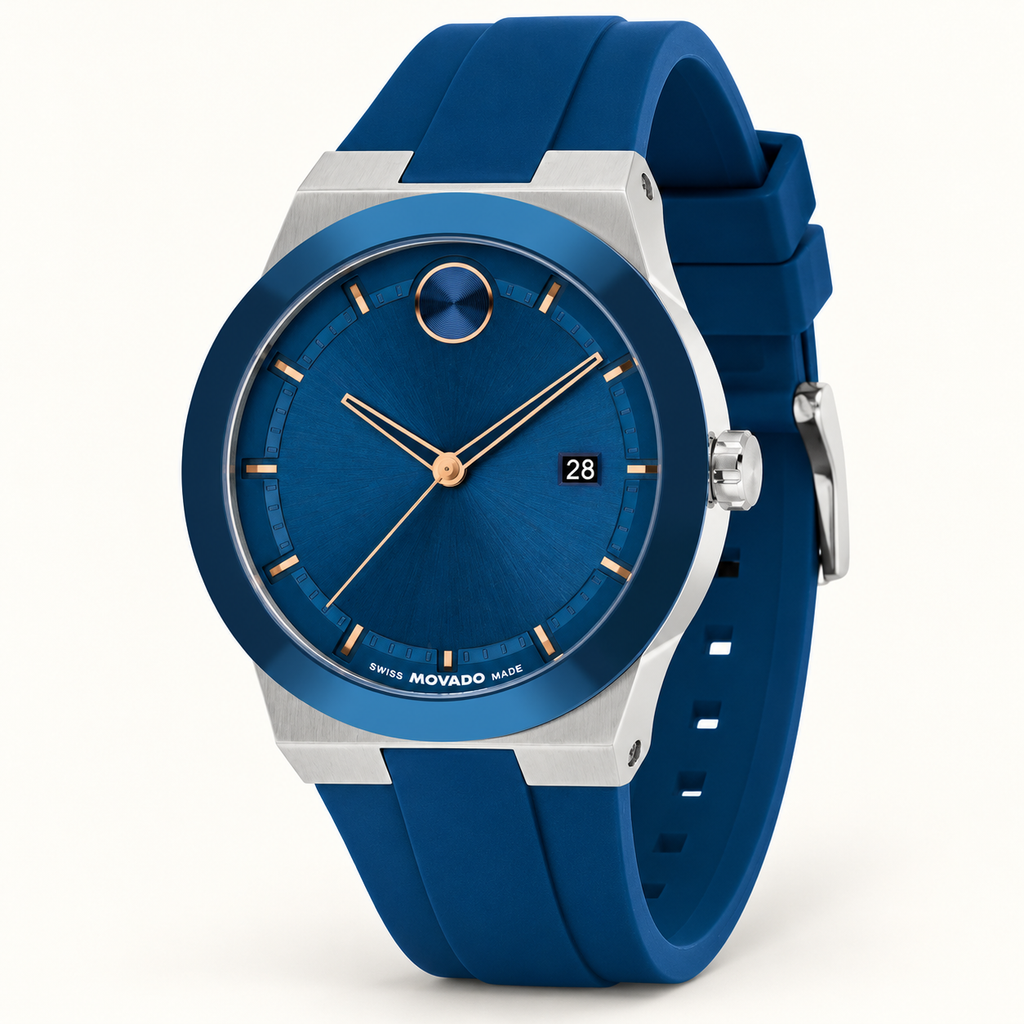 Movado BOLD Fusion 42.3mm Blue Dial Men's Watch 3601193 — three quarter