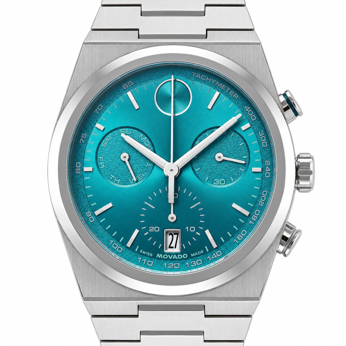 Movado BOLD Quest Chronograph 42mm Green Dial Men's Watch 3601200 — dial detail