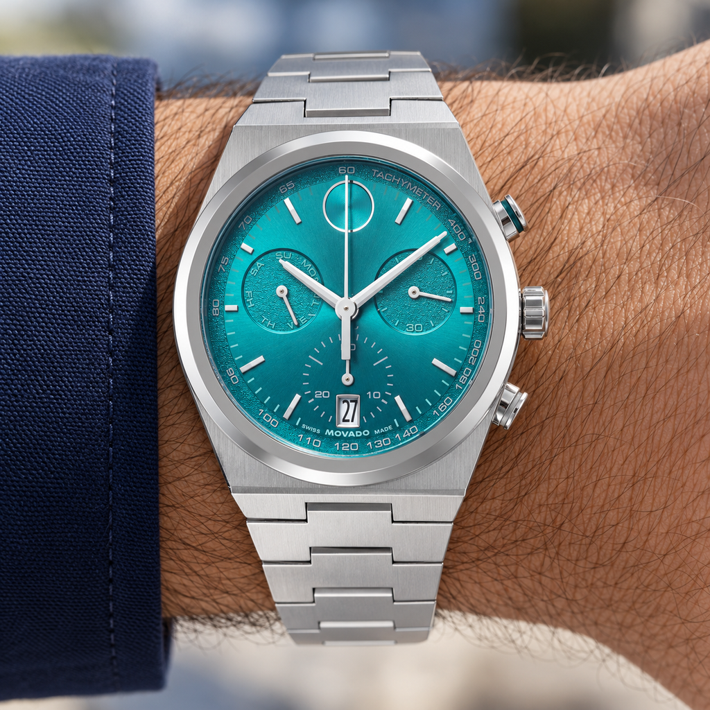 Movado BOLD Quest Chronograph 42mm Green Dial Men's Watch 3601200 — wrist alternate