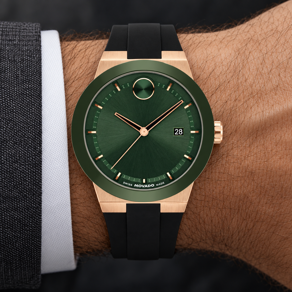 Movado BOLD Fusion 42.3mm Green Dial Men's Watch 3601296 — wrist