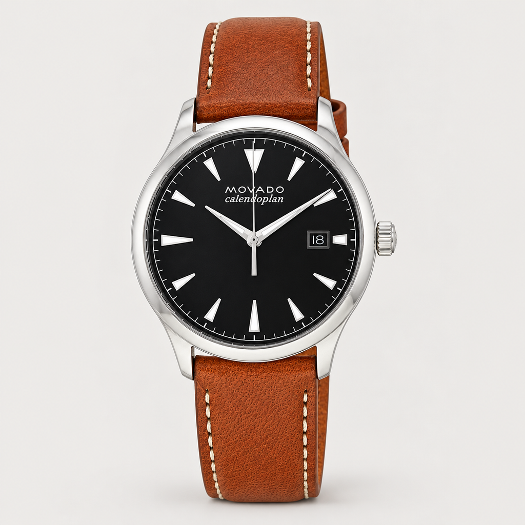 Movado Heritage Calendoplan 40mm Black Dial Men's Watch 3650001 — front