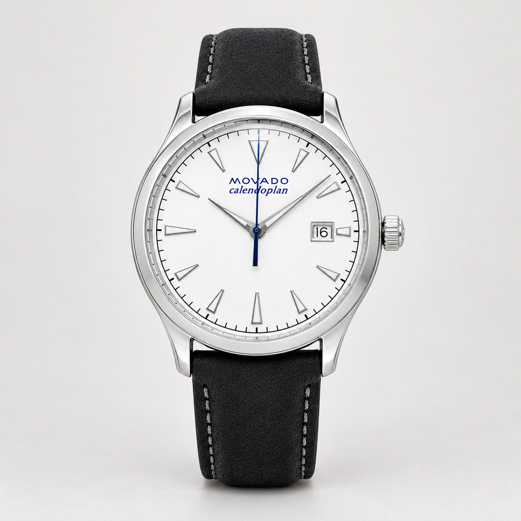 Movado Heritage Calendoplan 40mm White Dial Men's Watch 3650002 — front