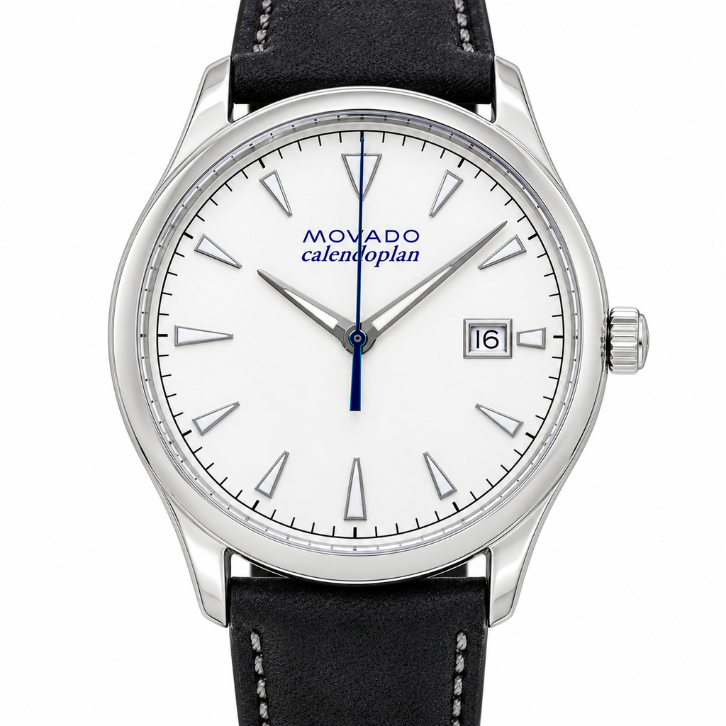 Movado Heritage Calendoplan 40mm White Dial Men's Watch 3650002 — dial detail