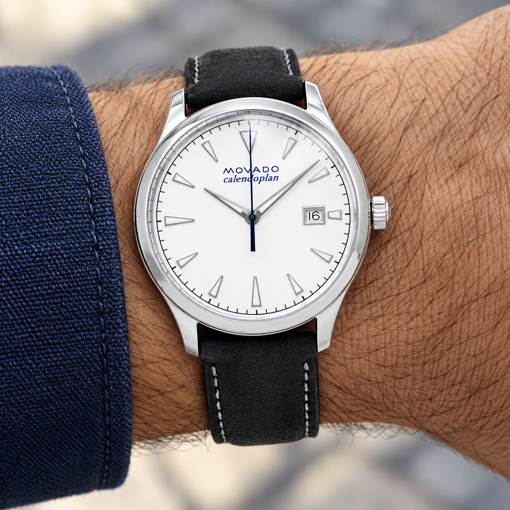 Movado Heritage Calendoplan 40mm White Dial Men's Watch 3650002 — wrist alternate