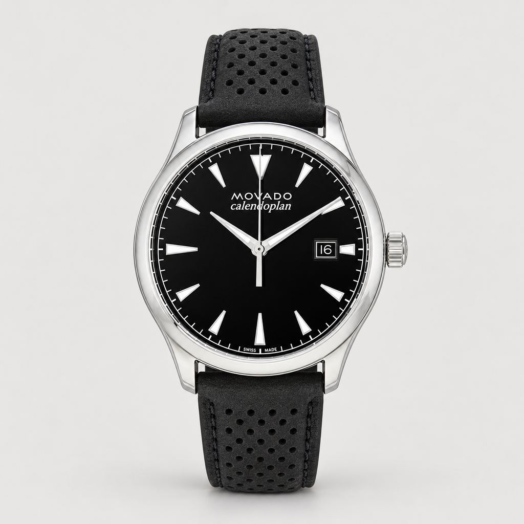 Movado Heritage Calendoplan 40mm Black Dial Men's Watch 3650004 — front