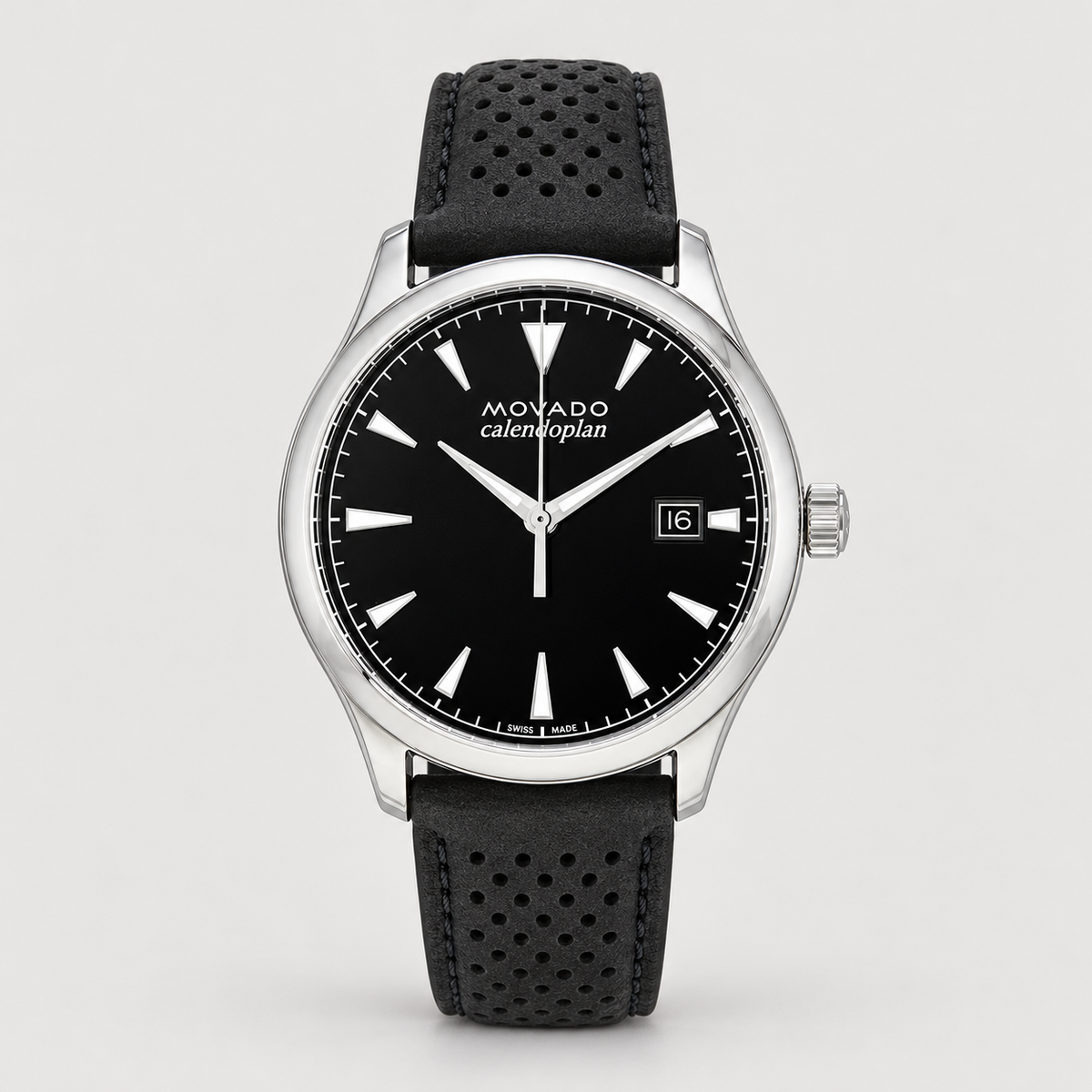 Movado Heritage Calendoplan 40mm Black Dial Men's Watch 3650004 — front