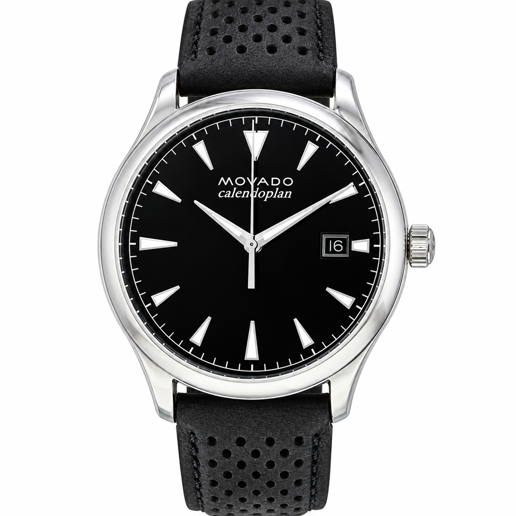 Movado Heritage Calendoplan 40mm Black Dial Men's Watch 3650004 — dial detail