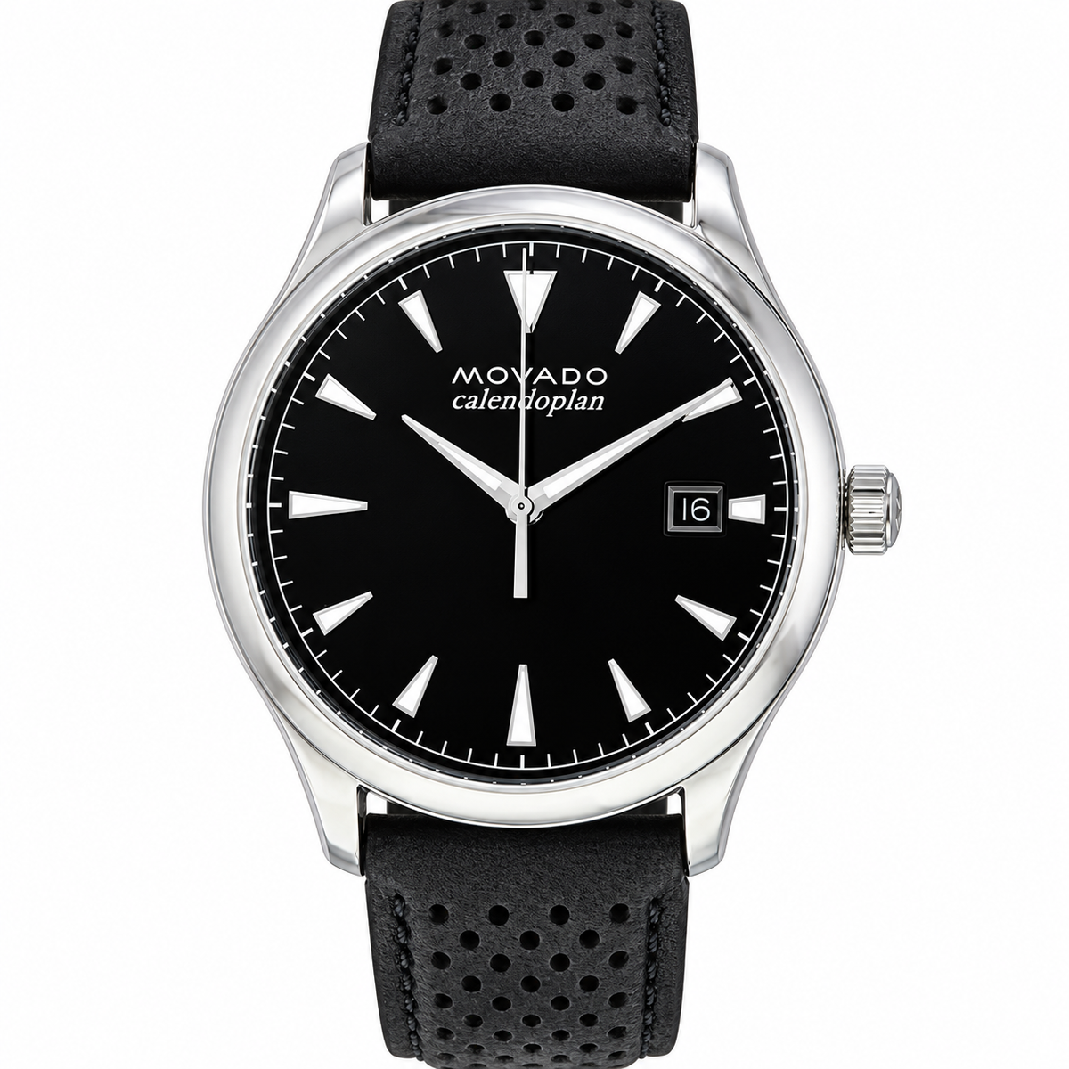 Movado Heritage Calendoplan 40mm Black Dial Men's Watch 3650004 — dial detail