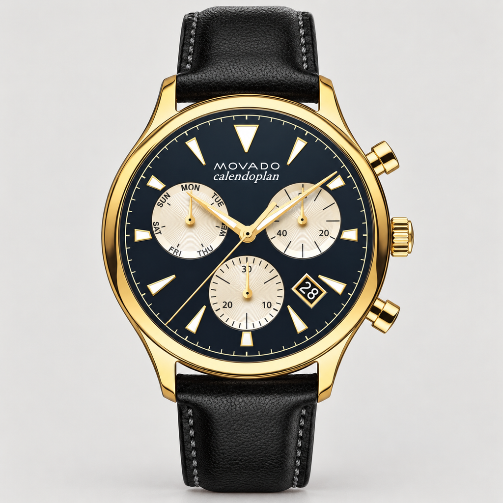 Movado Heritage Calendoplan Chronograph 43mm Blue Dial Men's Watch 3650006 — front
