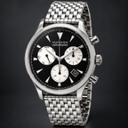 Movado Heritage Calendoplan Chronograph 43mm Black Dial Men's Watch 3650014 — three quarter
