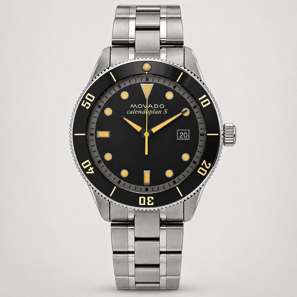 Movado Heritage Calendoplan S 43mm Black Dial Men's Watch 3650095 — front