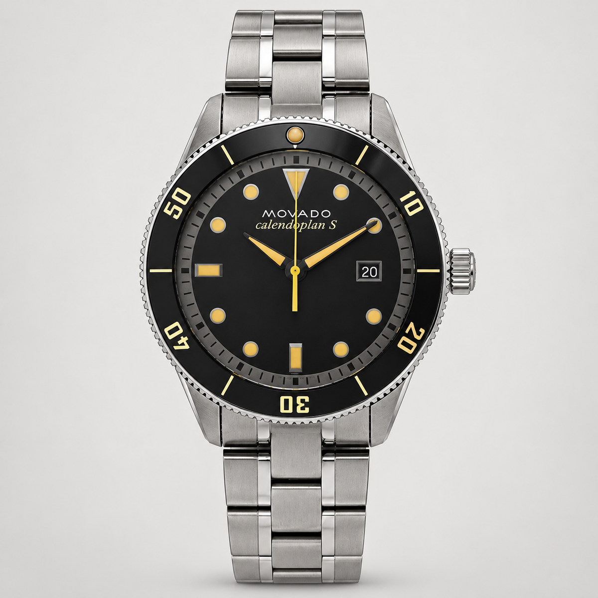 Movado Heritage Calendoplan S 43mm Black Dial Men's Watch 3650095 — front