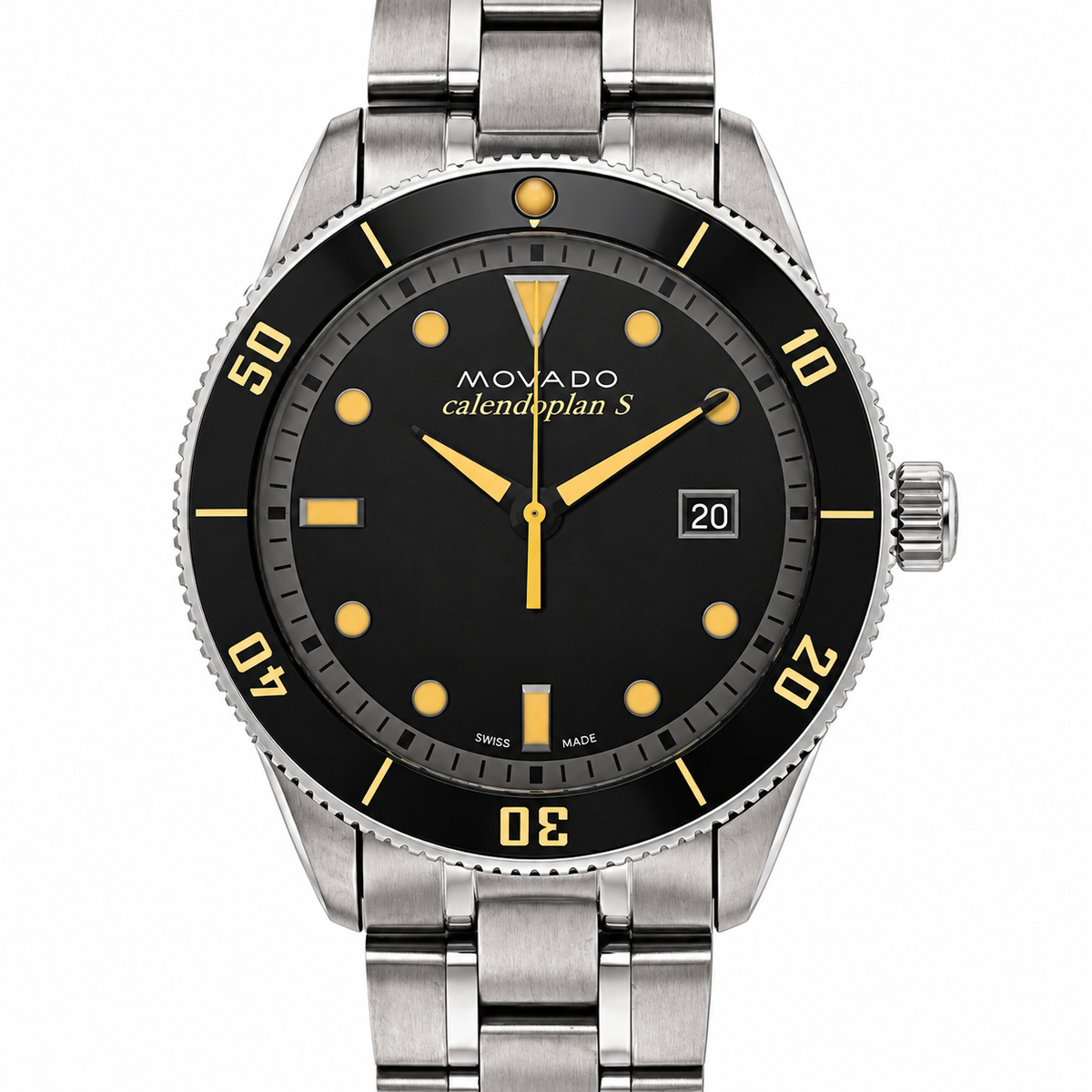 Movado Heritage Calendoplan S 43mm Black Dial Men's Watch 3650095 — dial detail