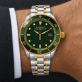 Movado Heritage Calendoplan S 43mm Green Dial Men's Watch 3650096 — wrist