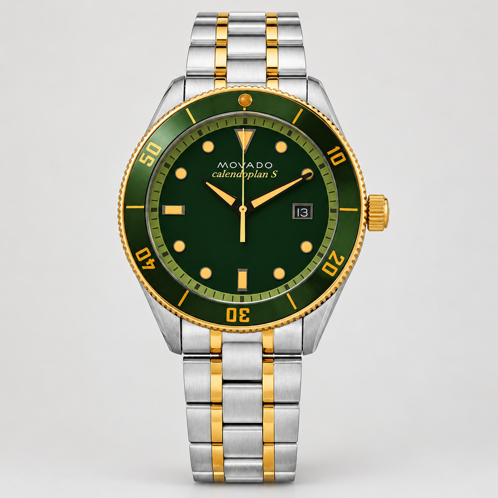 Movado Heritage Calendoplan S 43mm Green Dial Men's Watch 3650096 — front