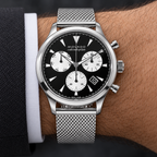 Movado Heritage Calendoplan Chronograph 43mm Black Dial Men's Watch 3650097 — wrist