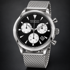 Movado Heritage Calendoplan Chronograph 43mm Black Dial Men's Watch 3650097 — three quarter