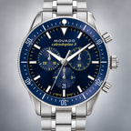 Movado Heritage Calendoplan S Chronograph 42mm Blue Dial Men's Watch 3650124 — dial detail