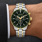 Movado Heritage Calendoplan S Chronograph 42mm Green Dial Men's Watch 3650167 — wrist