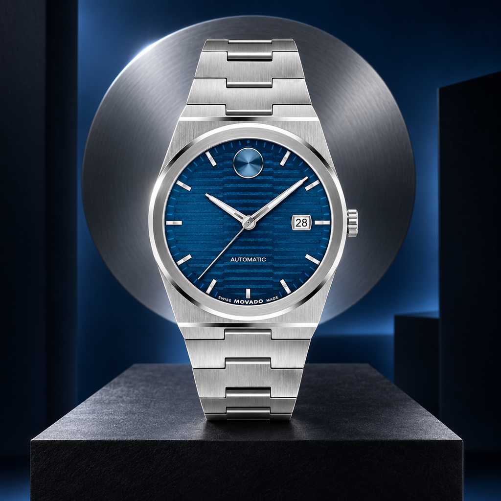 Movado BOLD Quest Automatic 3600940 blue dial hero view