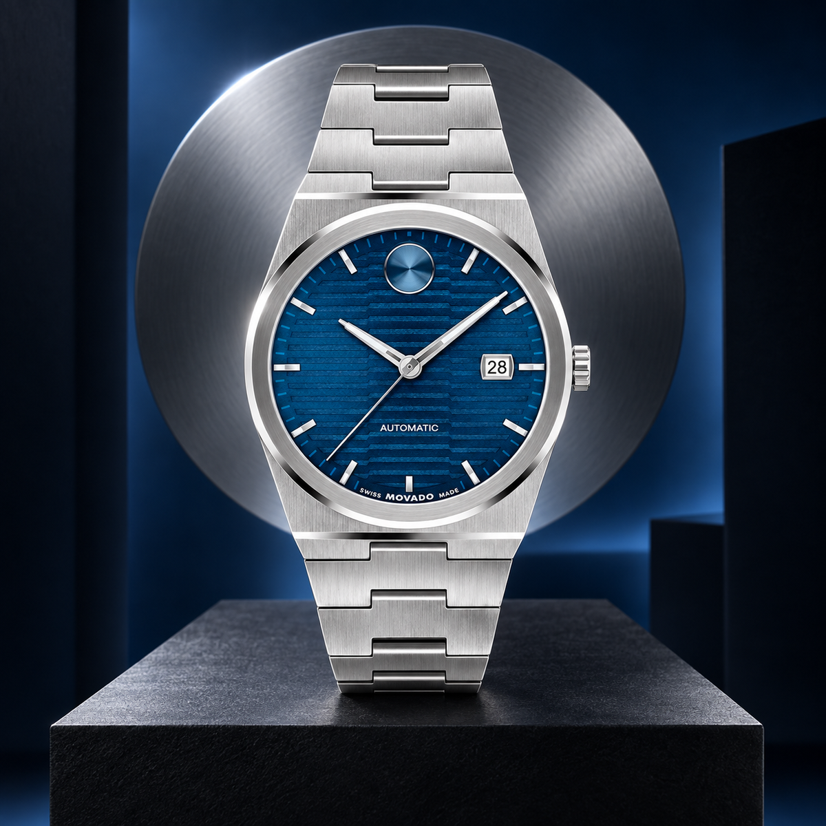 Movado BOLD Quest Automatic 3600940 blue dial hero view