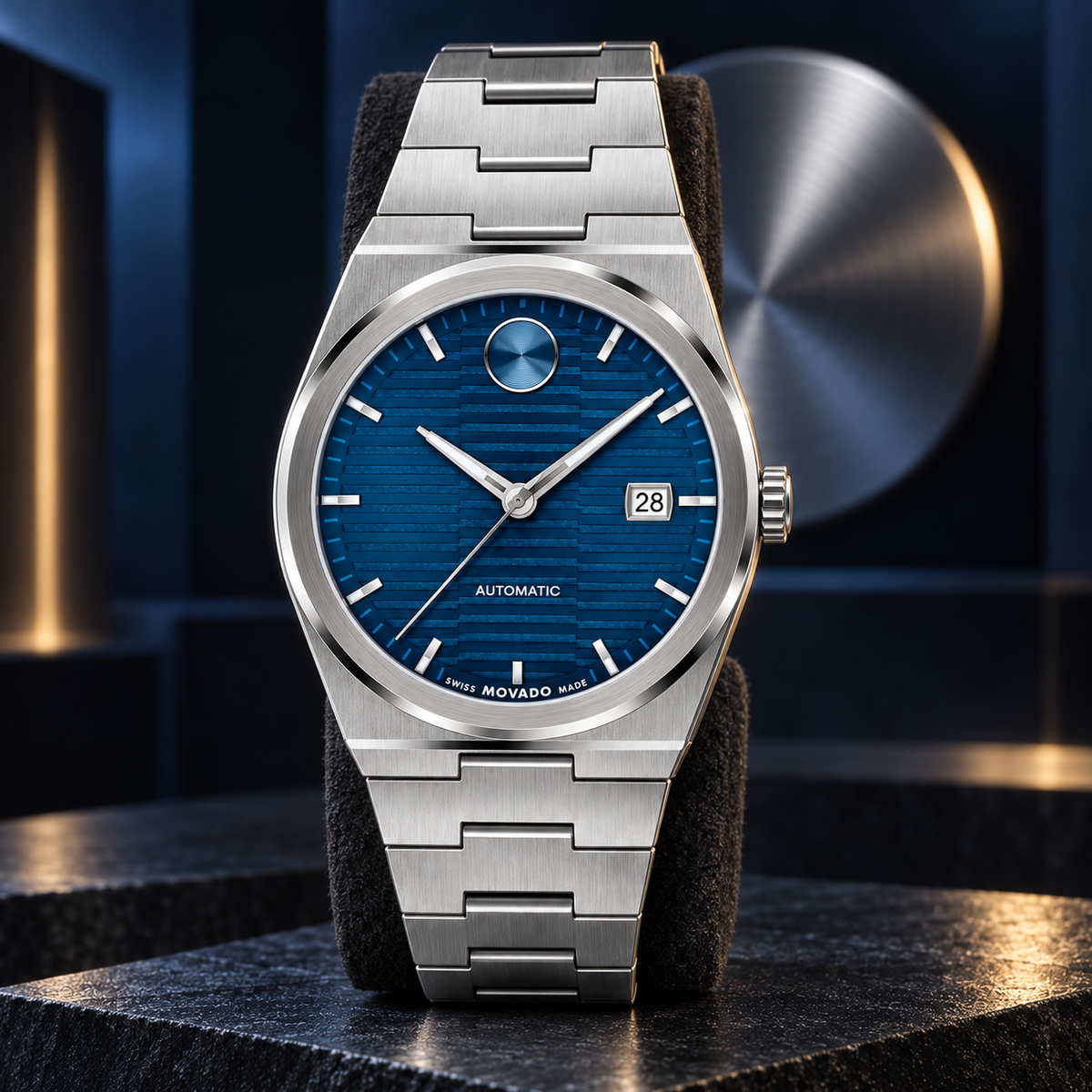 Movado BOLD Quest Automatic 3600940 upright three-quarter profile