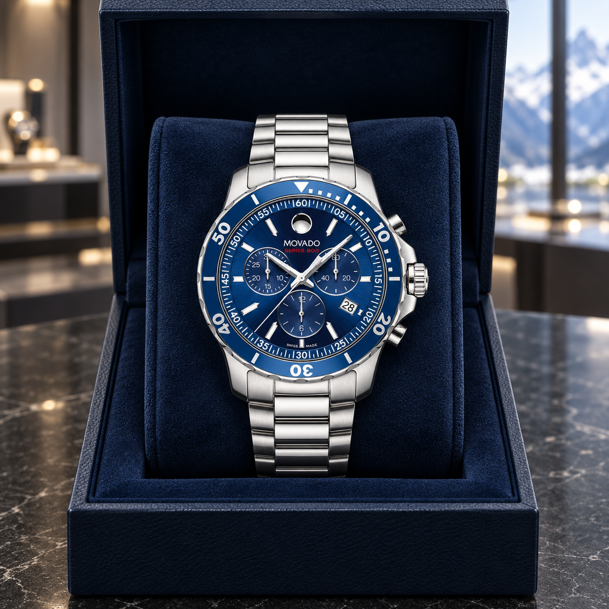 Movado Series 800 Chronograph 2600141 presentation box