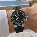 Oris Aquis Date 43mm Black Yellow Dial Black Rubber Automatic Men's Watch – wrist lifestyle