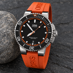 Oris Aquis Date 43mm Black Orange Chapter Dial Orange Rubber Automatic Men's Watch – stone still life
