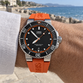 Oris Aquis Date 43mm Black Orange Chapter Dial Orange Rubber Automatic Men's Watch – wrist lifestyle