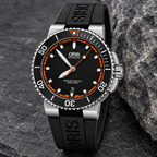 Oris Aquis Date 43mm Black Orange Chapter Dial Black Rubber Automatic Men's Watch – stone still life