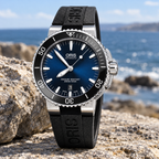 Oris Aquis Date 43mm Dark Blue Dial Black Rubber Automatic Men's Watch – coastal lifestyle