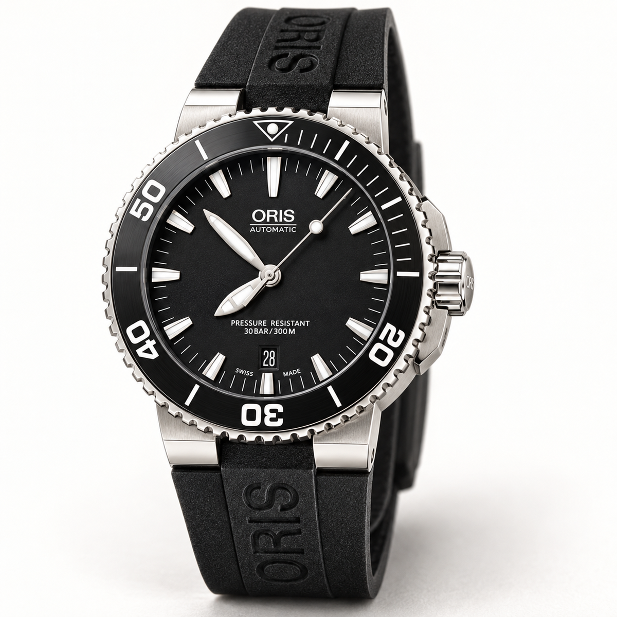 Oris Aquis Date 43mm Black Dial Black Rubber Automatic Men's Watch – studio