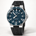 Oris Aquis Date 43mm Blue Dial Blue Ceramic Bezel Black Rubber Automatic Men's Watch – studio