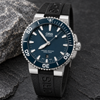 Oris Aquis Date 43mm Blue Dial Blue Ceramic Bezel Black Rubber Automatic Men's Watch – stone still life