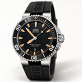Oris Aquis Date 43mm Black Orange Dial Black Rubber Automatic Men's Watch – studio